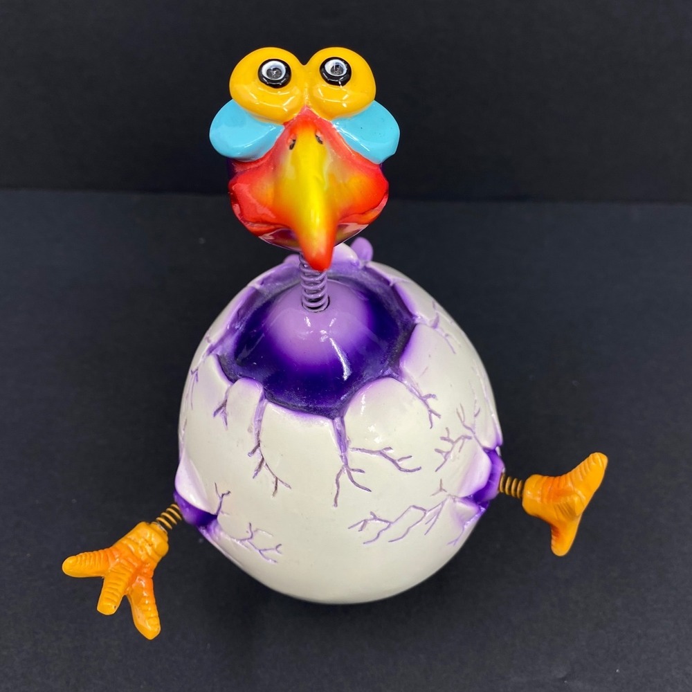Exhart Hatching Bird Egg Bobblehead Purple Nerdy Wobbly Resin Figurine Decor